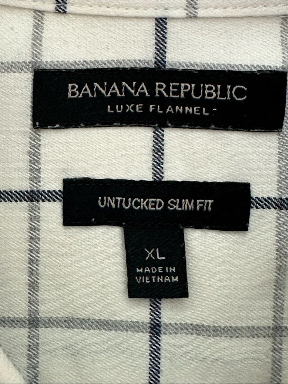 Banana Republic “Untucked Slim Fit” Button-Down Shirt Windowpane Check. Size XL